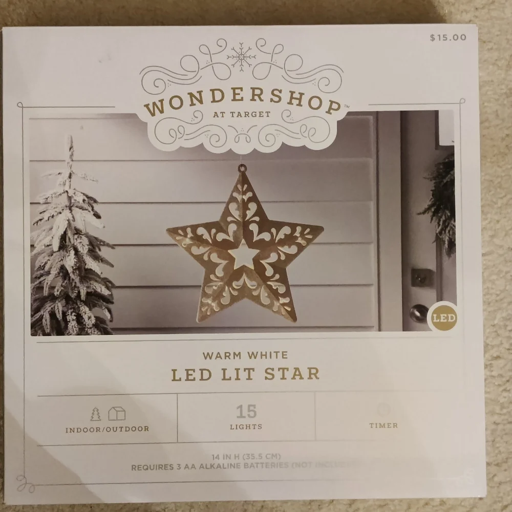 Target Wondershop Warm White Gold Glitter LED Lit Star ⭐✨